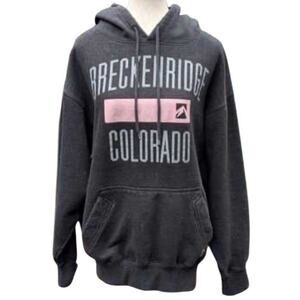 Vtg Outfitter Trading Co Breckenridge Gray Pink Hoodie‎ Sweatshirt Pullover Sz M